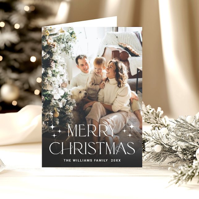 Elegant Minimalist Christmas 3 Photo QR code Holiday Card (Creator Uploaded)