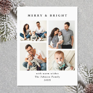 Elegant Minimalist Christmas 4 PHOTO Magnetic Card
