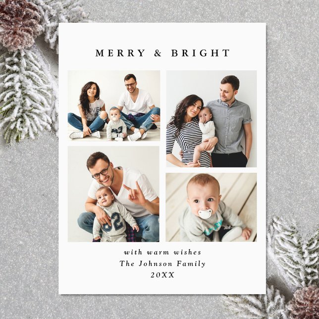 Elegant Minimalist Christmas 4 PHOTO Magnetic Card (Zazzle Elegant Minimalist Christmas 4 PHOTO Magnetic Card )