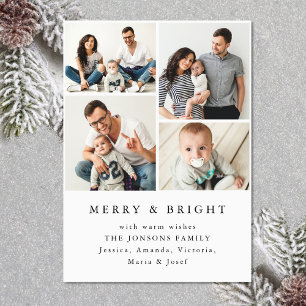 Elegant Minimalist Christmas 4 PHOTO Magnetic Card