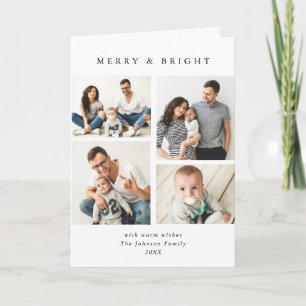 Elegant Minimalist Christmas 5 Photo Holiday Card