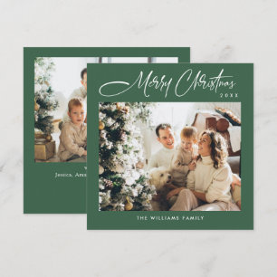 Elegant Minimalist Christmas Greeting 2 Photo Holiday Card