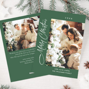 Elegant Minimalist Christmas Greeting 2 Photo Holiday Card