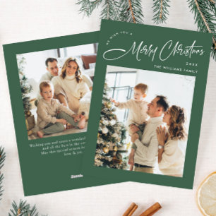 Elegant Minimalist Christmas Greeting 2 Photo Holiday Card