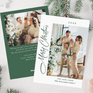 Elegant Minimalist Christmas Greeting 2 Photo Holiday Card