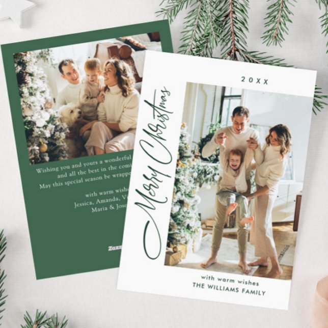 Elegant Minimalist Christmas Greeting 2 Photo Holiday Card (Creator Uploaded)