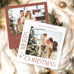 Elegant Minimalist Christmas Greeting 2 Photo Holiday Card