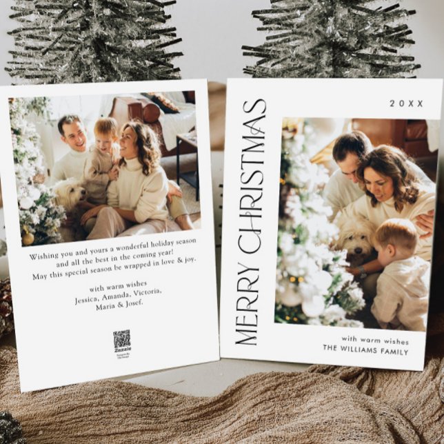 Elegant Minimalist Christmas Greeting 2 Photo Holiday Card (Creator Uploaded)