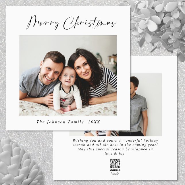 Elegant Minimalist Christmas Greeting 2 Photo Holiday Card (Zazzle Elegant Minimalist Christmas Greeting 2 Photo Holiday Card )