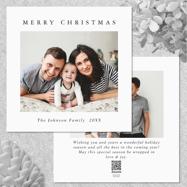 Elegant Minimalist Christmas Greeting 2 Photo Holiday Card (Zazzle Elegant Minimalist Christmas Greeting 2 Photo Holiday Card )