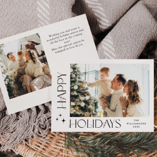 Elegant Minimalist Christmas Greeting 2 Photo Holiday Card