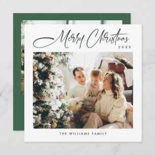 Elegant Minimalist Christmas Greeting 2 Photo Holiday Card