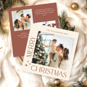 Elegant Minimalist Christmas Greeting 3 Photo Holiday Card