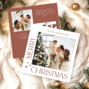 Elegant Minimalist Christmas Greeting 3 Photo Holiday Card