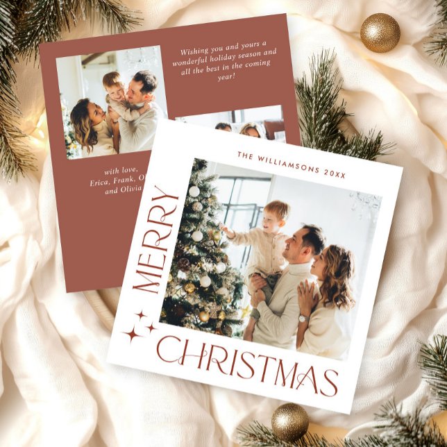 Elegant Minimalist Christmas Greeting 3 Photo Holiday Card (Creator Uploaded)