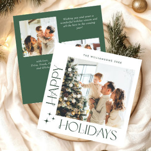 Elegant Minimalist Christmas Greeting 3 Photo Holiday Card
