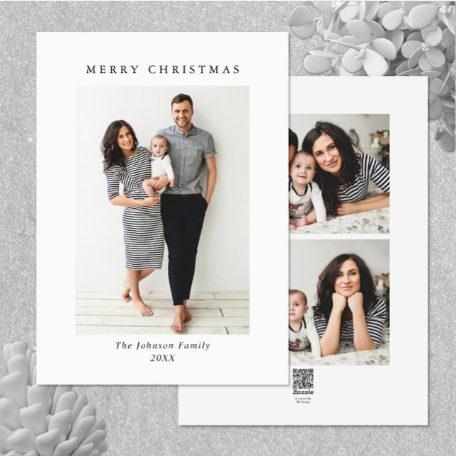 Elegant Minimalist Christmas Greeting 3 Photo Holiday Card (Zazzle Elegant Minimalist Christmas Greeting 3 Photo Holiday Card)