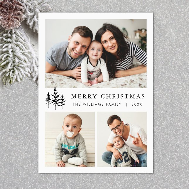 Elegant Minimalist Christmas Greeting 3 Photo Holiday Card (Elegant Minimalist Christmas Greeting 5 Photo Holiday Card)