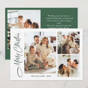 Elegant Minimalist Christmas Greeting 4 Photo Holiday Card