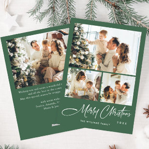 Elegant Minimalist Christmas Greeting 4 Photo Holiday Card