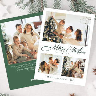 Elegant Minimalist Christmas Greeting 4 Photo Holiday Card