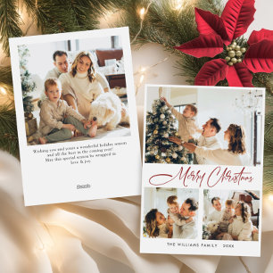 Elegant Minimalist Christmas Greeting 4 Photo Holiday Card