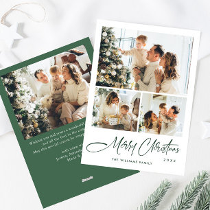 Elegant Minimalist Christmas Greeting 4 Photo Holiday Card