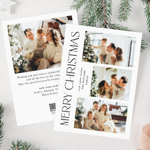 Elegant Minimalist Christmas Greeting 4 Photo Holiday Card