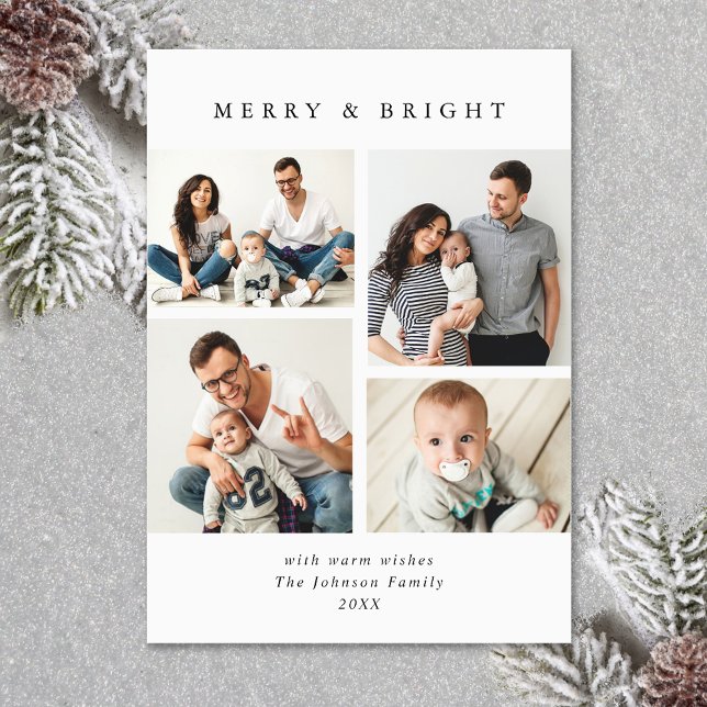 Elegant Minimalist Christmas Greeting 4 Photo Holiday Card (Zazzle Elegant Minimalist Christmas Greeting 4 Photo Holiday Card )