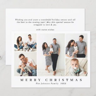 Elegant Minimalist Christmas Greeting 5 Photo Holiday Card