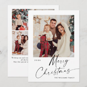 Elegant Minimalist Christmas Greeting 5 Photo Holiday Card