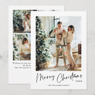 Elegant Minimalist Christmas Greeting 5 Photo Holiday Card
