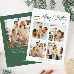 Elegant Minimalist Christmas Greeting 5 Photo Holiday Card