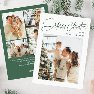 Elegant Minimalist Christmas Greeting 5 Photo Holiday Card