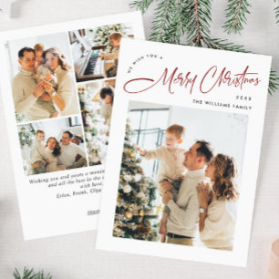 Elegant Minimalist Christmas Greeting 5 Photo Holiday Card