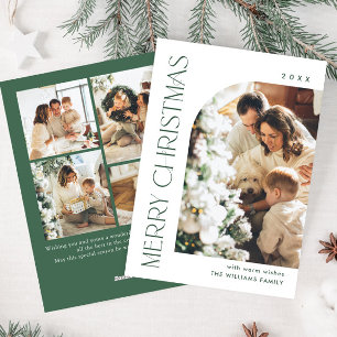 Elegant Minimalist Christmas Greeting 5 Photo Holiday Card