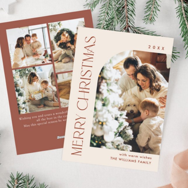 Elegant Minimalist Christmas Greeting 5 Photo Holiday Card (Creator Uploaded)