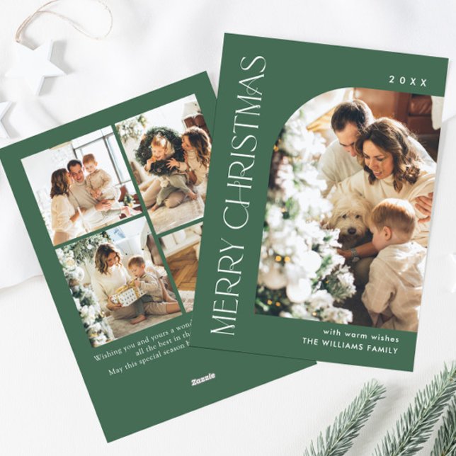 Elegant Minimalist Christmas Greeting 5 Photo Holiday Card (Creator Uploaded)