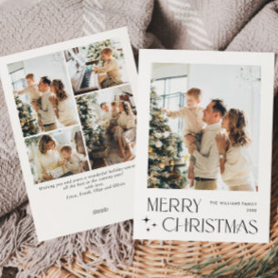 Elegant Minimalist Christmas Greeting 5 Photo Holiday Card