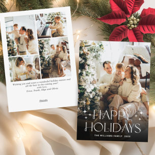 Elegant Minimalist Christmas Greeting 5 Photo Holiday Card