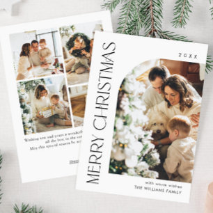 Elegant Minimalist Christmas Greeting 5 Photo Holiday Card