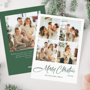 Elegant Minimalist Christmas Greeting 5 Photo Holiday Card