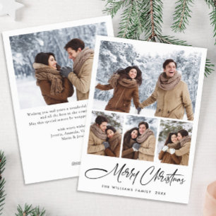 Elegant Minimalist Christmas Greeting 5 Photo Holiday Card