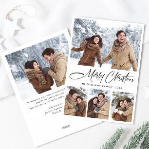 Elegant Minimalist Christmas Greeting 5 Photo Holiday Card