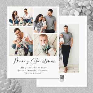 Elegant Minimalist Christmas Greeting 5 Photo Holiday Card