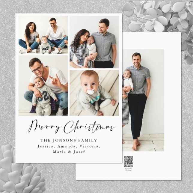 Elegant Minimalist Christmas Greeting 5 Photo Holiday Card (Zazzle Elegant Minimalist Christmas Greeting 5 Photo Holiday Card )
