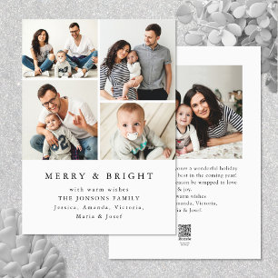 Elegant Minimalist Christmas Greeting 5 Photo Holiday Card