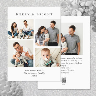 Elegant Minimalist Christmas Greeting 5 Photo Holiday Card