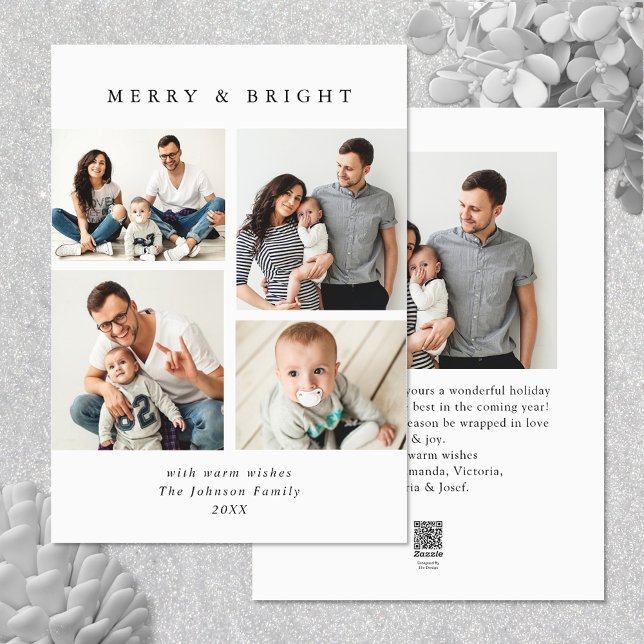 Elegant Minimalist Christmas Greeting 5 Photo Holiday Card (Elegant Minimalist Christmas Greeting 5 Photo Holiday Card)