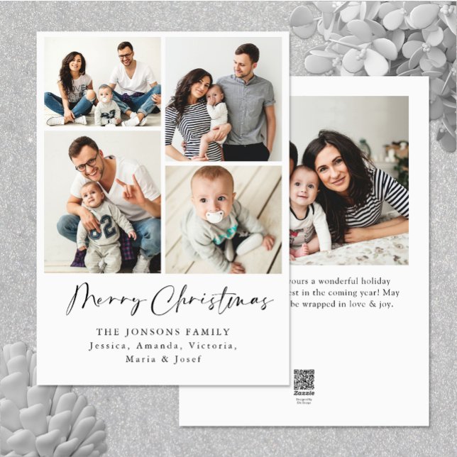 Elegant Minimalist Christmas Greeting 5 Photo Holiday Card (Zazzle Elegant Minimalist Christmas Greeting 5 Photo Holiday Card )